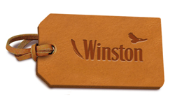 Embossed leather tag